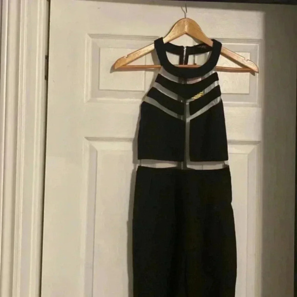 Misguided Mesh Black Clear Jumpsuit​​​​​​​​​​​​​‎